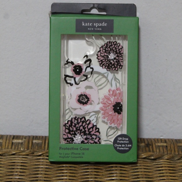 Kate Spade. New York.  Pink Flower Protective Case.  iPhone 16. - Picture 6 of 6